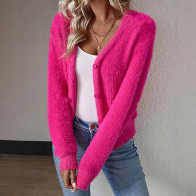 Marie | Donzig dames gebreid vest met V-hals en knoopsluiting