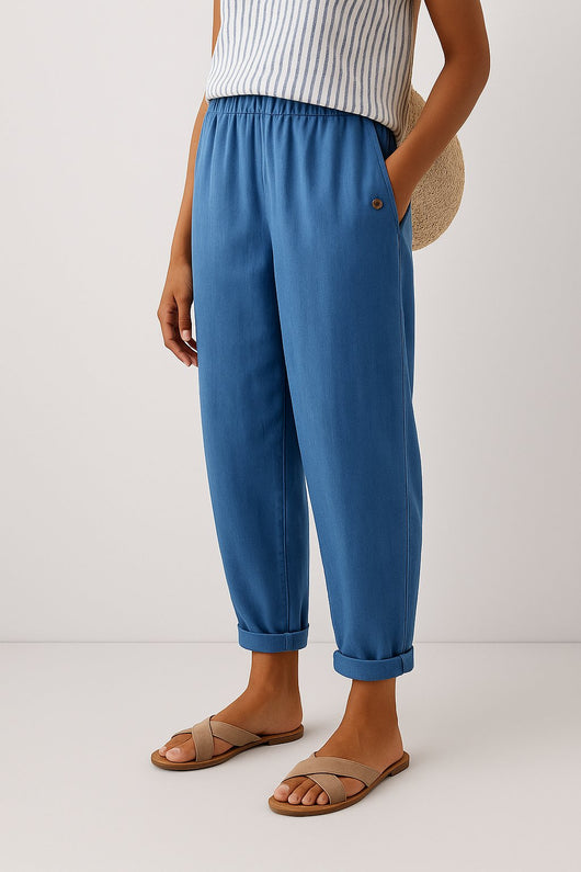 Mia | Dames rechte comfortabele broek met steekzakken