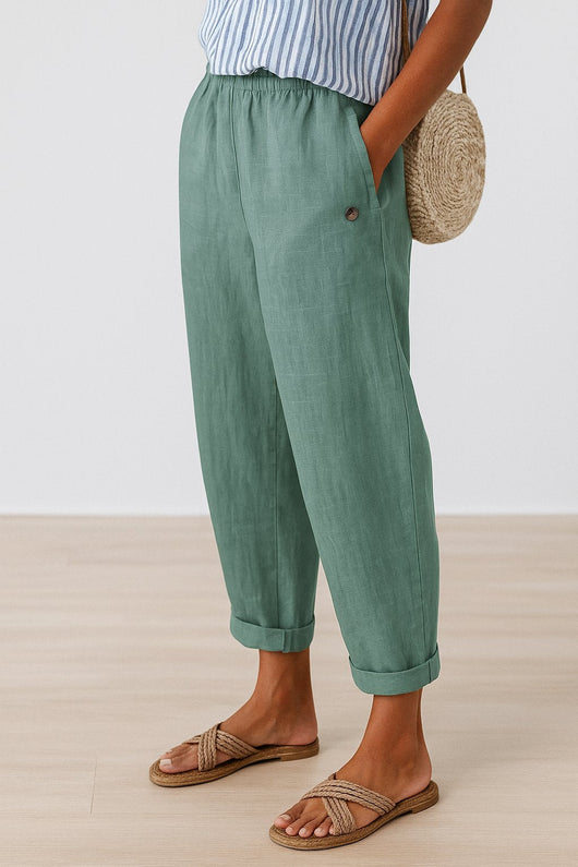 Mia | Dames rechte comfortabele broek met steekzakken