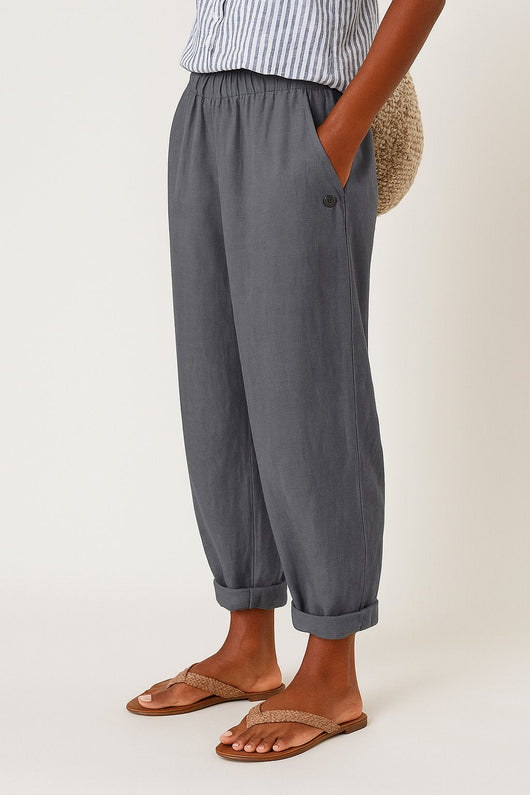Mia | Dames rechte comfortabele broek met steekzakken
