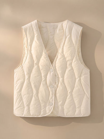 Elfriede | Gewatteerde dames bodywarmer met v-hals en drukknopen