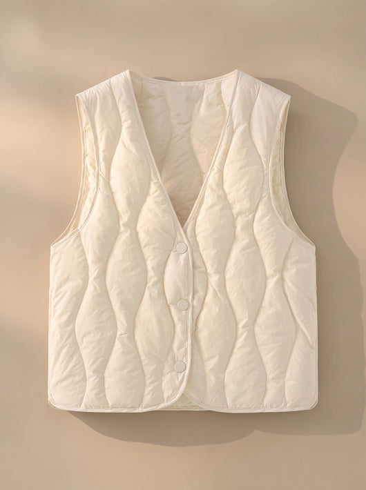 Elfriede | Gewatteerde dames bodywarmer met v-hals en drukknopen