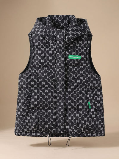 Marlene | Gewatteerde dames bodywarmer met capuchon en allover-print