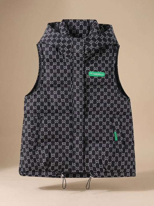 Marlene | Gewatteerde dames bodywarmer met capuchon en allover-print