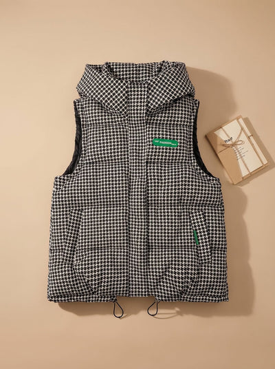 Marlene | Gewatteerde dames bodywarmer met capuchon en allover-print