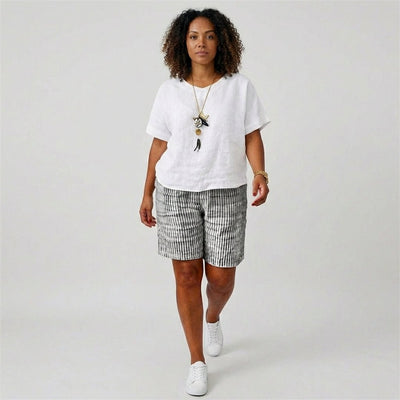 Clara | Dames gestreepte zomershort met relaxed fit en elastische band