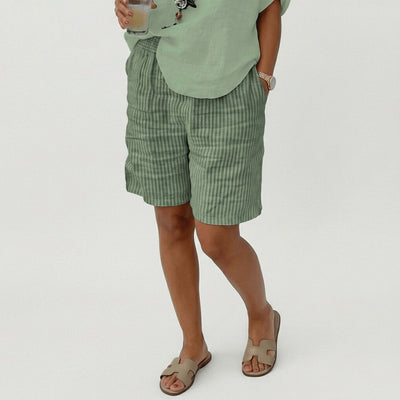 Clara | Dames gestreepte zomershort met relaxed fit en elastische band