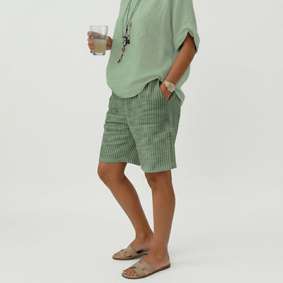 Clara | Dames gestreepte zomershort met relaxed fit en elastische band