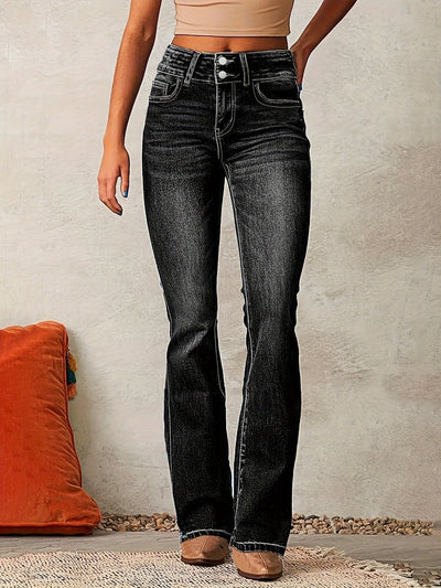 Greta | Dames bootcut stretch jeans met hoge taille