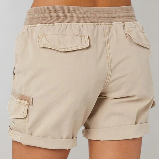 Luisa | Dames cargoshort met hoge taille en koord