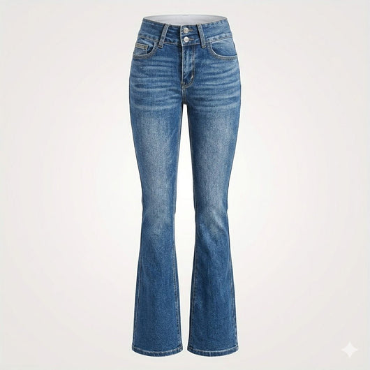 Annika | Dames flared jeans met hoge taille en figuurvolgende snit