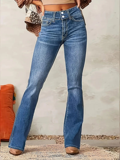 Annika | Dames flared jeans met hoge taille en figuurvolgende snit