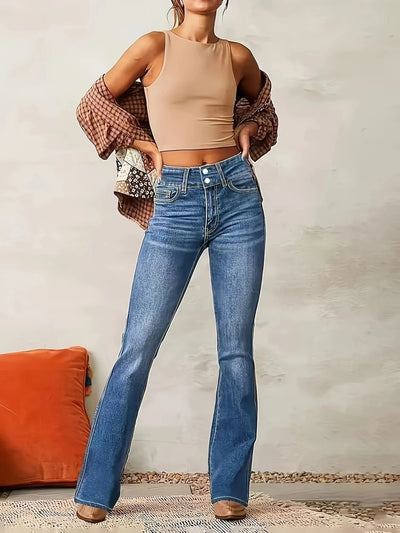 Annika | Dames flared jeans met hoge taille en figuurvolgende snit
