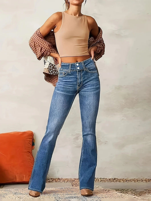 Annika | Dames flared jeans met hoge taille en figuurvolgende snit