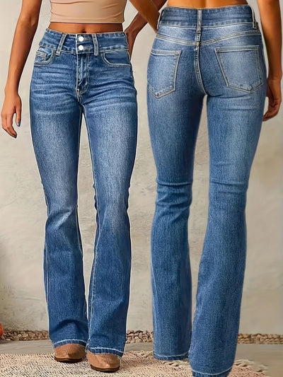 Annika | Dames flared jeans met hoge taille en figuurvolgende snit