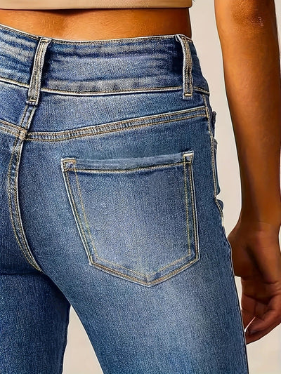 Annika | Dames flared jeans met hoge taille en figuurvolgende snit