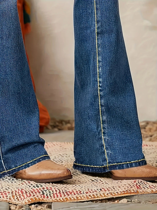 Annika | Dames flared jeans met hoge taille en figuurvolgende snit