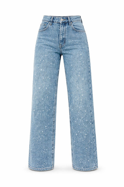 Charlotte | Dames straight-leg glitterjeans met hoge taille