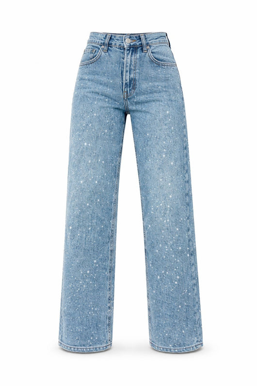 Charlotte | Dames straight-leg glitterjeans met hoge taille