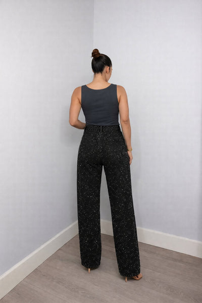 Charlotte | Dames straight-leg glitterjeans met hoge taille