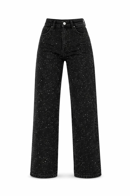 Charlotte | Dames straight-leg glitterjeans met hoge taille