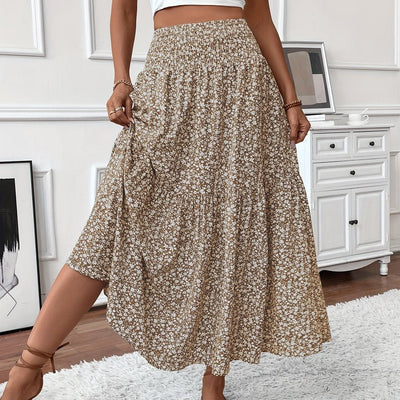 Marlene | Uitlopende dames midirok met hoge taille en bloemenprint