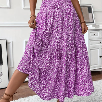 Marlene | Uitlopende dames midirok met hoge taille en bloemenprint