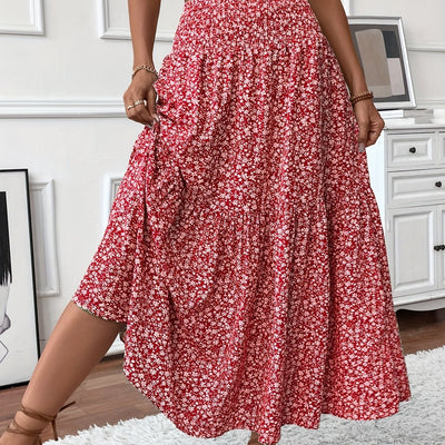 Marlene | Uitlopende dames midirok met hoge taille en bloemenprint
