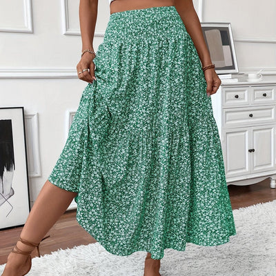 Marlene | Uitlopende dames midirok met hoge taille en bloemenprint