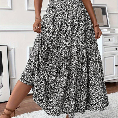 Marlene | Uitlopende dames midirok met hoge taille en bloemenprint