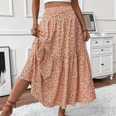 Marlene | Uitlopende dames midirok met hoge taille en bloemenprint