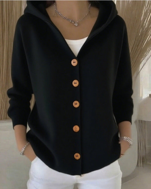 Clara | Dames vest met capuchon, knoopsluiting en relaxed fit