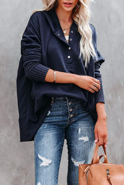 Frieda | Oversized dames tuniek met capuchon en lange mouwen