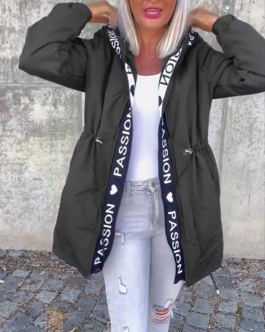 Johanna | Casual halflange dames jas met capuchon en tunnelkoord