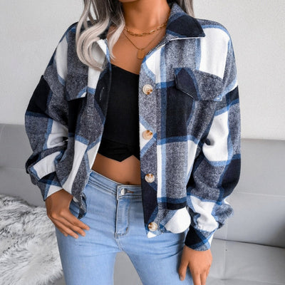 Mia | Oversized geruite dames shacket van flanel met lange mouwen