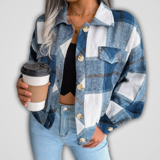 Mia | Oversized geruite dames shacket van flanel met lange mouwen