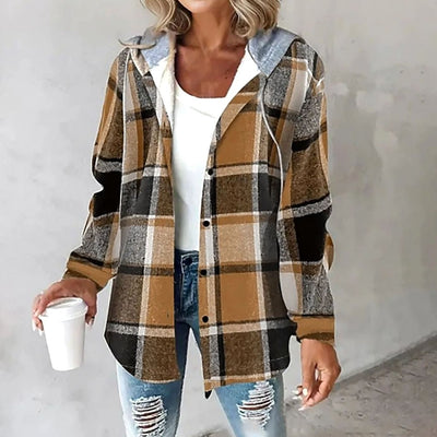 Amelie | Geruite dames hoodie-jas met capuchon en losse pasvorm