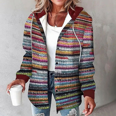 Amelie | Geruite dames hoodie-jas met capuchon en losse pasvorm