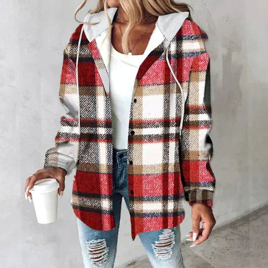 Amelie | Geruite dames hoodie-jas met capuchon en losse pasvorm