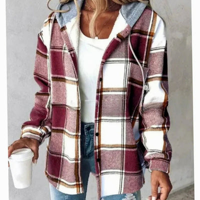 Amelie | Geruite dames hoodie-jas met capuchon en losse pasvorm
