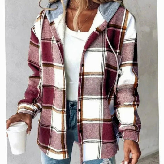Amelie | Geruite dames hoodie-jas met capuchon en losse pasvorm