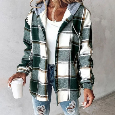 Amelie | Geruite dames hoodie-jas met capuchon en losse pasvorm