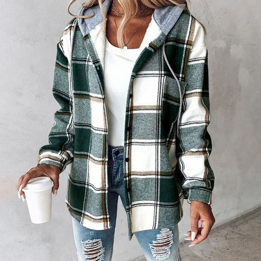 Amelie | Geruite dames hoodie-jas met capuchon en losse pasvorm