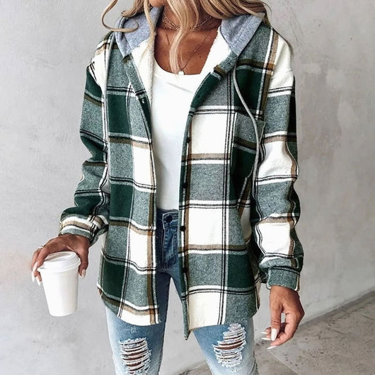 Amelie | Geruite dames hoodie-jas met capuchon en losse pasvorm