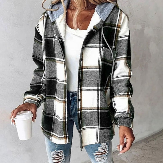 Amelie | Geruite dames hoodie-jas met capuchon en losse pasvorm