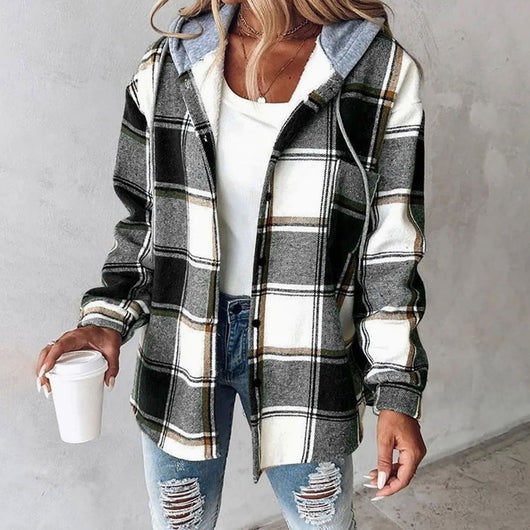 Amelie | Geruite dames hoodie-jas met capuchon en losse pasvorm