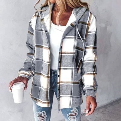 Amelie | Geruite dames hoodie-jas met capuchon en losse pasvorm
