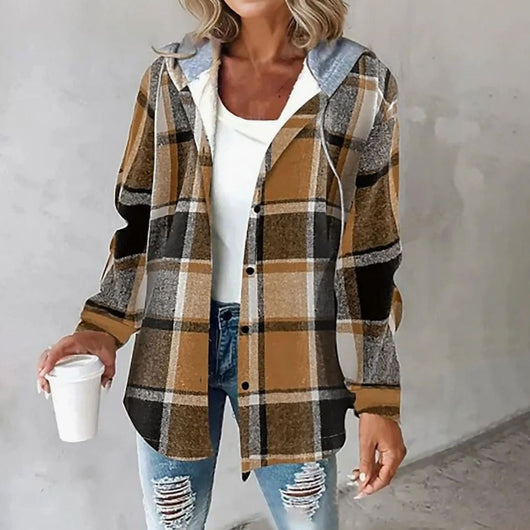 Amelie | Geruite dames hoodie-jas met capuchon en losse pasvorm