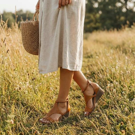 Katharina | Dames casual sleehaksandalen met open teen en enkelbandje