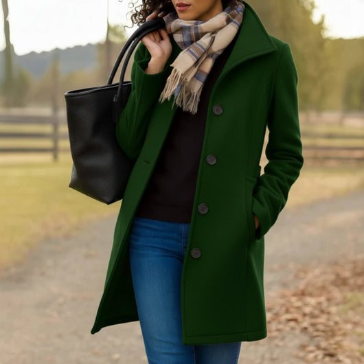 Charlotte | Klassieke elegante dames jas met knoopsluiting, halflang